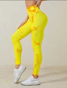 High Waist Full Length Solid Eco-Friendly Lightweight Yellow Stretch <b>Knitted</b> Casual Women's Yoga <b>Leggings</b> - Product Image 1
