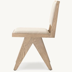 เก้าอี้รับประทานอาหารดีไซน์หรูหราแบบเดี่ยว สไตล์มินิมอล โครงไม้สัก พร้อมเบาะนั่งที่นั่งสบายและทนทาน - Product Image 2