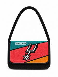 Bolso de Noche Retro de los San Antonio Spurs con Bloques de Color y Cuentas, Hecho a Mano, Negro, Estilo Distintivo - Product Image 2