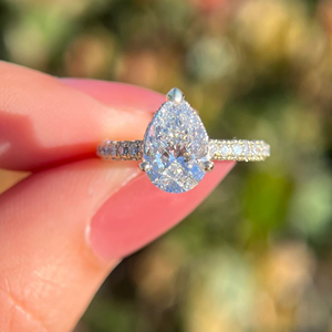 Anillo de Compromiso Unisex con Diamante Ovalado en Forma de Pera de 2.23 Quilates, Cultivado en Laboratorio, Certificado IGI, Anillo de Eternidad de Oro Vermeil de 14k para Boda, Fiesta o Aniversario - Product Image 1