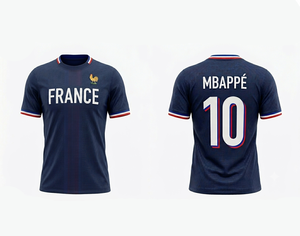 เสื้อฟุตบอลฝรั่งเศสแบบซับลิเมชั่น โพลีเอสเตอร์ 100% ชุดกีฬาทีมชาติแบบกำหนดเอง - Product Image 1