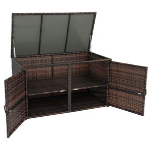 Brown Gradient Rattan <b>Locker</b> with Iron Frame Double Door <b>Storage</b> <b>Locker</b> - Product Image 5