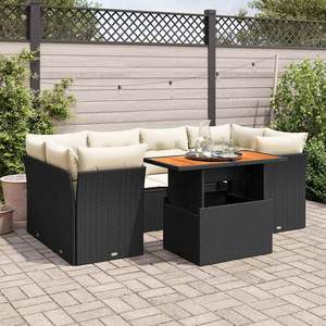 Piedi regolabili Set divano da giardino in nero e bianco crema PE Rattan eleganti e confortevoli mobili in Rattan - Product Image 1