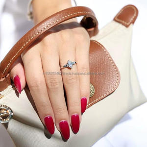 Anillo de compromiso/boda vintage de oro amarillo de 14k con diamante marquise cultivado en laboratorio IGI, engaste de púas de oro blanco unisex para aniversario - Product Image 4