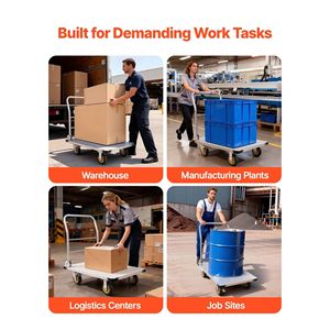 Heavy Duty 2000 Lbs Capacity Steel Flatbed Cart 2000 Lbs Capacity Swivel Wheels Handle Foldable Platform Truck <b>Material</b> <b>Handling</b> - Product Image 6