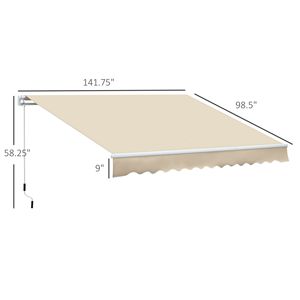 Toldo Retráctil para Patio de 3.6m x 2.4m, Color Crema, Manivela Manual, Marco de Aluminio, Resistente al Viento, Extensible para Terrazas y Patios, 5m - Product Image 3