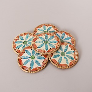 Rattan seashell inlaid coaster for fruit <b>candle</b> drink holder <b>cheap</b> price decorative coasters - Product Image 4