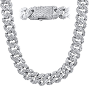 Massive 925 <b>Silver</b> VVS Moissanite 3D Cuban Chain Necklace Heavy Iced Out Link <b>Choker</b> Moissanite Bling Jewelry Pass Diamond Test - Product Image 4
