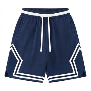 Shorts d'entraînement technique bleus HIEND, taille élastique avec cordon de serrage, légers, en polyester/coton, pour activités sportives et extérieures - Product Image 1