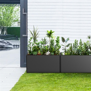 Jardinière carrée en acier galvanisé noir de 133 L, style américain, pour intérieur/extérieur, patio, balcon, jardin, pot de fleurs, design paysager moderne - Product Image 1
