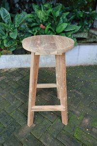 Modern <b>Round</b> Bar <b>Stool</b> Teak Recycled Wood with Well Sanded Finish for Home Bar Dining Villa Use - Product Image 2
