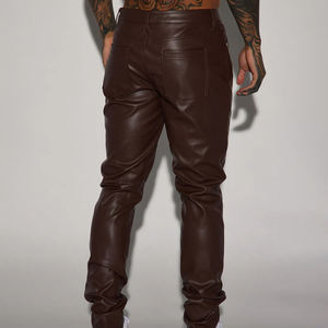 Pantalones de Cuero Genuino a la Moda para Hombre, Estilo Casual, Rectos, Impermeables, Transpirables, Precio Económico - Product Image 5