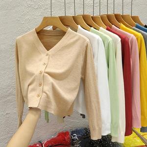 Cardigans brodés unis pour femmes, style universitaire, printemps-automne, veste en maille boutonnée, style preppy Y2K vintage - Product Image 5