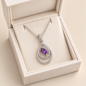 Collar con colgante de pera de plata de ley 925 – Diseño de lágrima pavé con elegantes detalles brillantes - Product Image 5