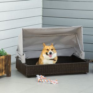 Cuccia per Gatti in Vimini Pet-Friendly con Tetto, Divano per Cani in Rattan per Patio e Caffetteria - Product Image 2
