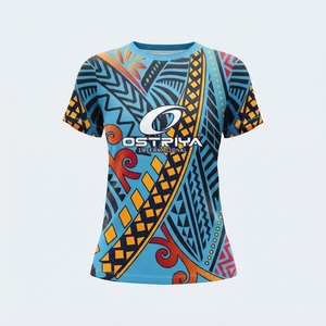 Camiseta de Mujer con Diseño Tribal, Transpirable y Ligera, de Manga Corta, Cuello Redondo, Colores Sólidos, de Secado Rápido - Product Image 4