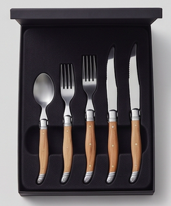 Silver <b>Flatware</b> Collection With Natural Wooden Handles Elegant Tabletop Cutlery Set With Comfortable Grip For Dining Serving - Product Image 6