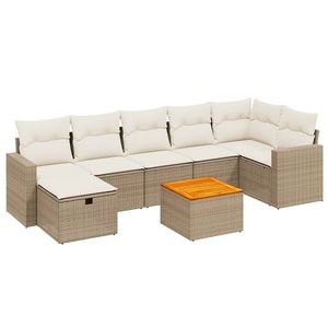 Conjunto de Sofás Modulares Grandes de Ratán Sintético Color Crema Beige para Jardín - Product Image 2