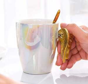 Tasse à café élégante avec des ailes d'ange dorées, ZamZam Industries, tasse en céramique de luxe, écologique, réglable, lavable, diamètre 300 mm, 3 mm - Product Image 2