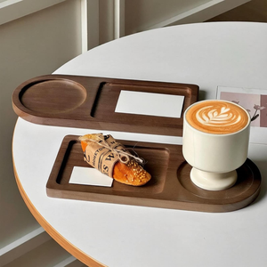 Plateau en bois de qualité supérieure pour collations et boissons, plateau de service pour thé et café, porte-tasses, accessoire décoratif pour la cuisine et la table à manger - Product Image 2