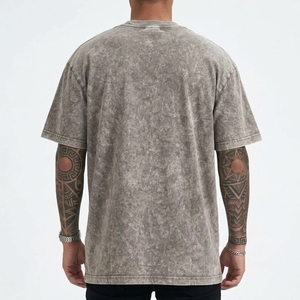 เสื้อยืดผู้ชายสไตล์วินเทจ ล้างสีแบบแอซิดวอช ผ้าคอตตอนหนานุ่ม ทรงหลวม แฟชั่นแนวสตรีทแวร์ลำลอง - Product Image 3
