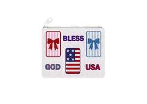 High Quality 4th July Customized Hand Embroidered Seed Beads Evening <b>Coin</b> <b>Purses</b> with Zipper Closure Durable & Eco-Friendly - Product Image 4