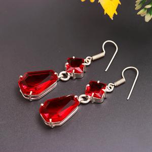 Boucles d'oreilles pendantes en argent sterling 925 avec pierre précieuse grenat, bijoux fantaisie, cadeau pour maman - Product Image 3