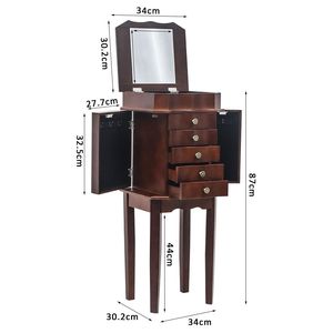 Armadio Portagioie con Cassetti e Specchio, Mobile Contenitore Organizzatore per Natale - Product Image 3