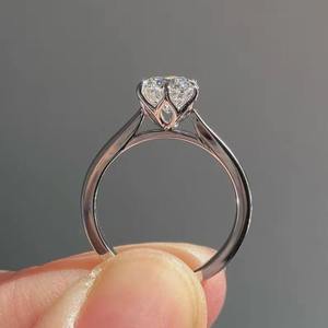 Afar Jewels Luxury Resizable 925 Silver Moissanite Engagement <b>Ring</b> Brilliant Cut Prong <b>Set</b> <b>Women</b> <b>Wedding</b> Anniversary Gift - Product Image 4