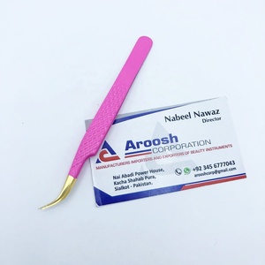 Pince à épiler rose vif couleur Plasma or courbe J pince à épiler extension de cils en acier inoxydable de haute qualité - Product Image 4