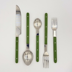 Ensemble de couverts de table en acier inoxydable miroir vintage écologique avec manches en résine pour fêtes, vente en gros - Product Image 2