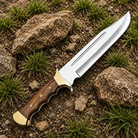 Handgefertigtes Full-Tang Bowie Jagdmesser mit Klinge aus Kohlenstoffstahl, Holzgriff und Messingbolster – Outdoor-Überlebensausrüstung (OEM)