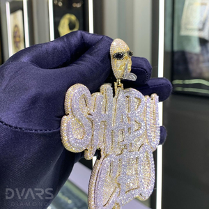 Pendentif Hip Hop Personnalisé Lettre Initiale VVS Moissanite pour Hommes et Femmes, en Argent Sterling Plaqué Rhodium, Breloque Givrée de Luxe - Product Image 1