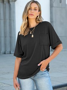 Camisetas Oversize de Manga Corta para Mujer, Blusas de Algodón de Verano con Hombros Caídos - Product Image 1