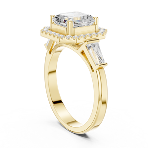 Anillo de Compromiso y Boda de Lujo para Mujer, Diseño Exclusivo, Oro Sólido de 14k, Certificado IGI, Diamante Cultivado en Laboratorio de 2 Quilates, Corte Asscher, Claridad E, VS1 - Product Image 3