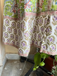 Vestido Indio de Algodón Estampado a Mano, Vestido Largo 100% Algodón con Bordado Floral, Cuello Cuadrado, Vestido Tipo Túnica Estampado a Mano - Product Image 6