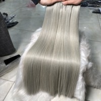 Cheveux humains vietnamiens droits HD Lace Front, perruque de cheveux humains gris de couleur, extensions de cheveux humains