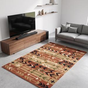 Tapis d'intérieur en laine tissé à la main, motif géométrique tribal sud-ouest avec flèches, tapis kilim pour salon - Product Image 2