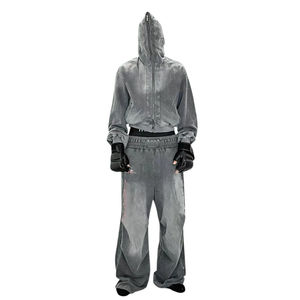 Chándal de hombre personalizado al por mayor 2026, de moda, de algodón 100% de alto gramaje, con lavado vintage, sudadera con capucha de cremallera completa y corte holgado - Product Image 6