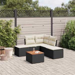 Black Garden <b>Sofa</b> <b>Set</b> D0100XFN6BJ UV Resistant PE Rattan Waterproof Outdoor Furniture Contemporary Design - Product Image 1