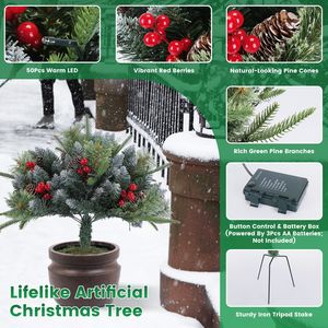 2 Pezzi Albero di Natale Artificiale Illuminato a LED, Decorazione per Vasi, Alberi Natalizi Luminosi per Interni/Esterni - Product Image 3