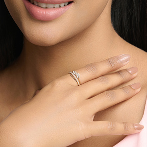 แหวนเพชรทรงใบไม้ดีไซน์ธรรมชาติ สำหรับผู้หญิง ทอง 10K 14K 18K และเงิน 925 935 เครื่องประดับชั้นดี - Product Image 2