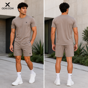 Ensemble deux pièces unisexe X Sports City, t-shirt à manches courtes col rond et short, en polyester/coton respirant et anti-transpiration, pour l'été, décontracté - Product Image 2