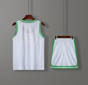 Ensemble de maillots de basket-ball unisexe, blanc et vert, sans manches, en polyester anti-humidité, uniformes pour toutes les saisons, vêtements de sport pour adultes - Product Image 2