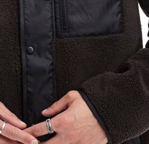 Sweat-shirt en polaire sherpa pour homme, doux, avec logo personnalisé, manteau épais et chaud, fermeture éclair, col montant, coupe oversize, coupe-vent d'hiver - Product Image 5