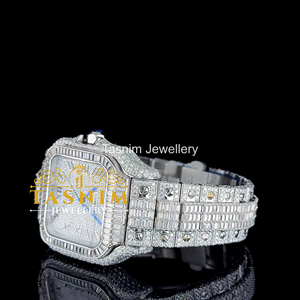VVS Moissanite Square Quartz Glass Men's Sport Business <b>Coin</b> Watch Stainless Steel White Gold Plated Simple Fashion ETA Movement - Product Image 2