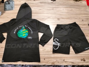 Custom <b>Men's</b> Heavyweight Fleece Full Zip <b>Hoodie</b> <b>and</b> Matching <b>Shorts</b> <b>Set</b> Streetwear Apparel - Product Image 4