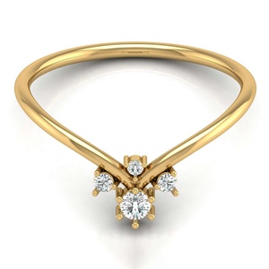 Round Brilliant Cut Lab Created Diamond Solid Pure Gold Chevron Band Loose Precious Diamond <b>Adjustable</b> <b>Ring</b> For Everyday Wear - Product Image 1