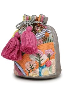 Luxury Hand Beaded Tassels Evening <b>Bag</b> Designer <b>Drawstring</b> Bucket Purse Eco-Friendly Soft Casual Lightweight Wedding Bridal - Product Image 1
