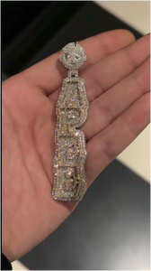 Pendentif vertical personnalisé en moissanite testée au diamant, bijoux sur mesure en argent 925, pendentif lettre en moissanite sertie de pierres - Product Image 3